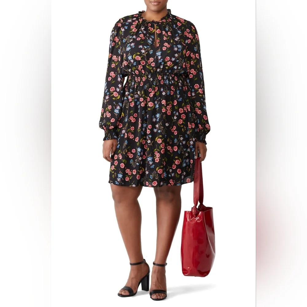 Kate Spade NY Airy‎ Lightweight Floral V-Neck Meadow Smock Waist Dress Large